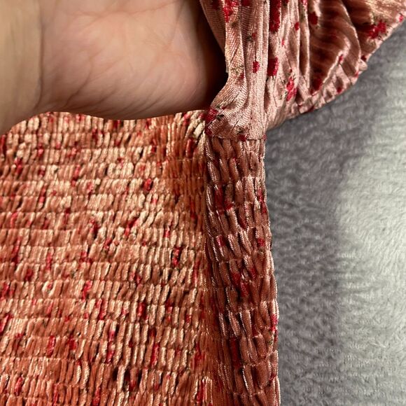 Lulus Dusty Rose Floral Velvet Dress Size Medium - Picture 13 of 13